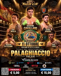 Oggi a Catania Salvatore Cavallaro combatterà  per il “Mediterraneo” WBC dei super medi 
