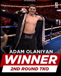 Nuovo successo del peso massimo irlandese Adam Olaniyan. Forti critiche all’arbitro.