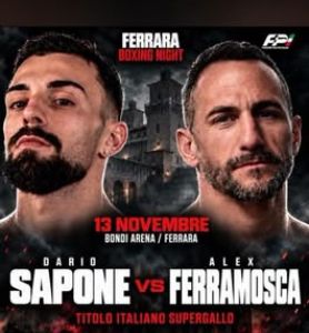 Promoboxe Italia propone a Ferrara il 13 novembre la sfida tricolore Sapone vs Ferramosca