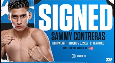 Top Rank ha annunciato l'ingaggio del  giovane leggero Sammy Contreras certa futura star