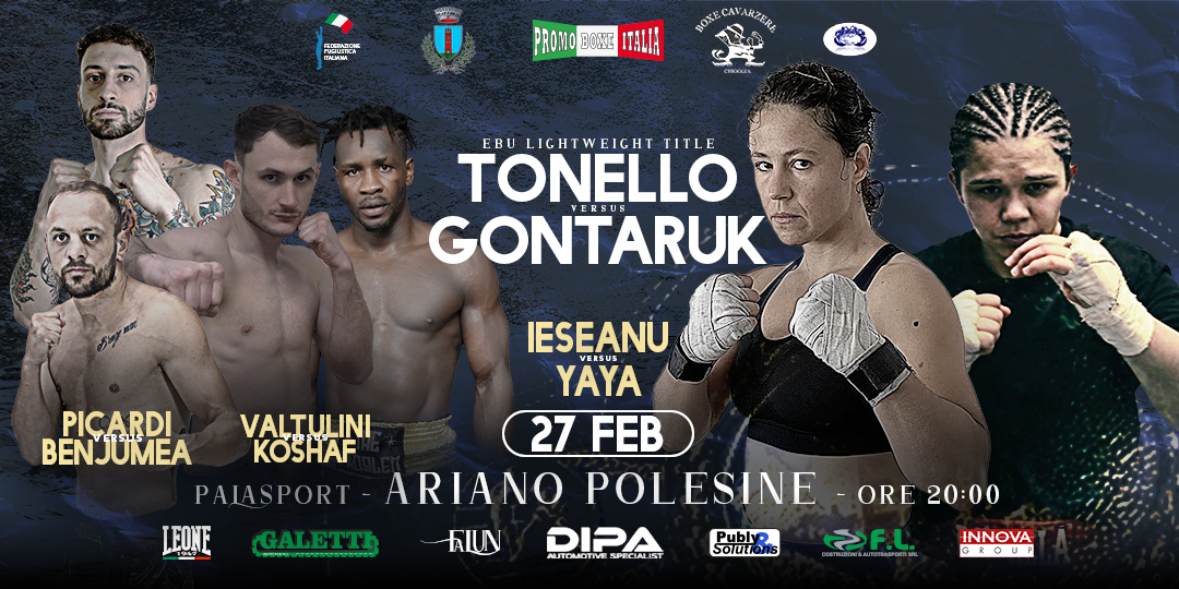 Il 27 febbraio Promoboxe Italia  presenta la sfida Ebu Arianna Tonello vs Gontaruk 