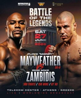 Ad Atene il 27 giugno Floyd  Mayweather Jr contro il leggendario kick boxer Zambridis