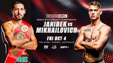 Oggi pomeriggio a Sidney la sfida tra il campione IBF dei medi Alimkhanuly  e lo sfidante Michajlovič